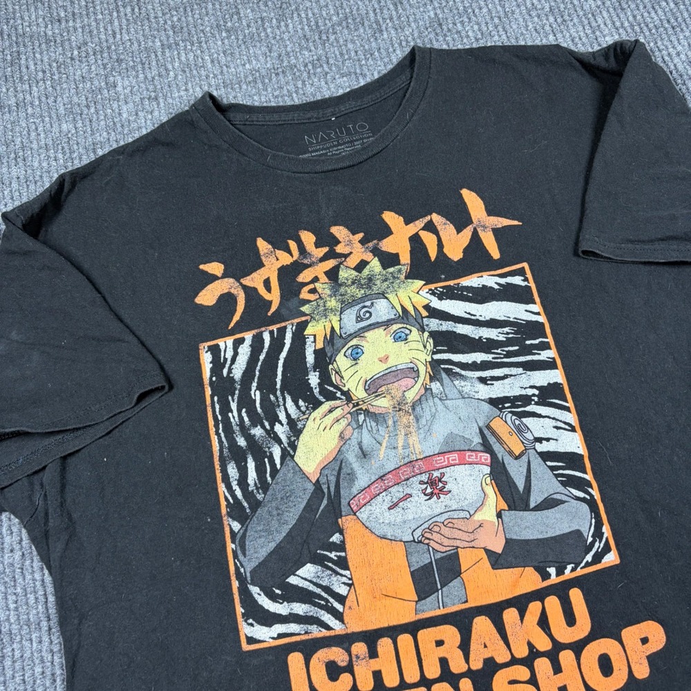 Naruto Shippuden Shirt Mens 2XL Ichiraku Ramen Shop Black Anime Graphic Tee
